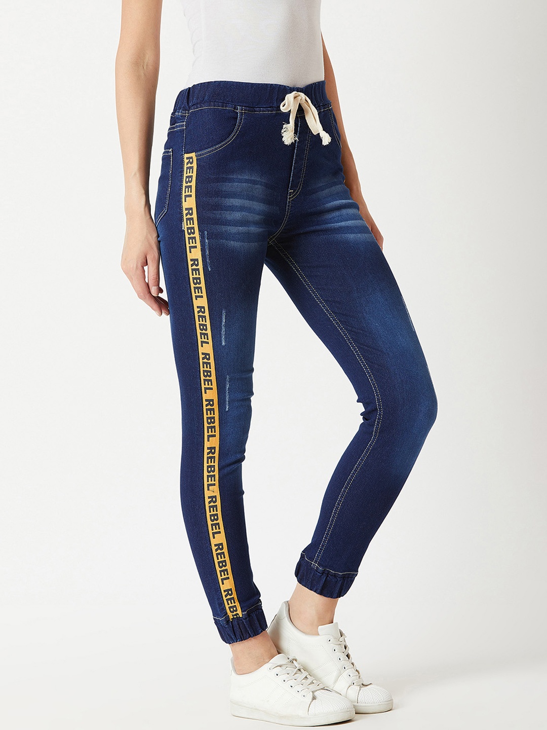 

Miss Chase Women Navy Blue Denim Regular Fit Solid Joggers
