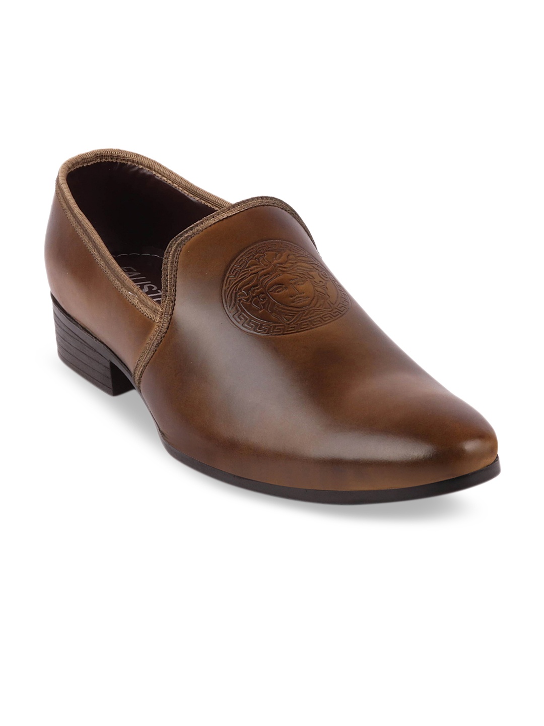 

FAUSTO Men Brown Synthetic Leather Formal Slip-Ons