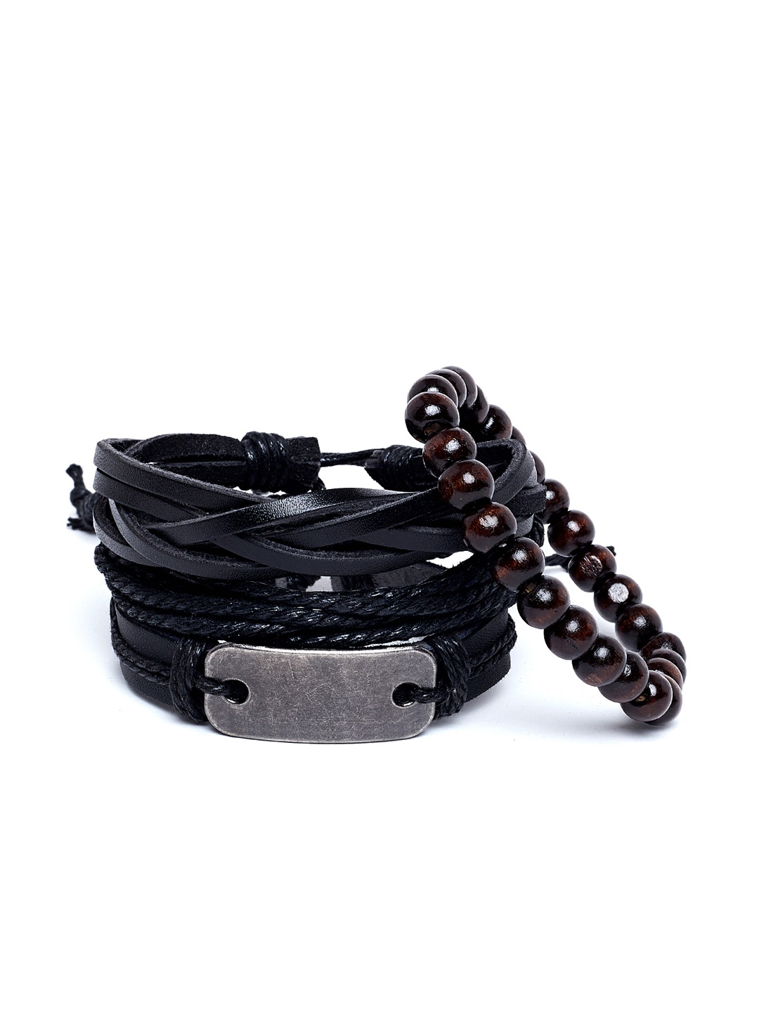 

Alvaro Castagnino Black Leather Wraparound Handcrafted Bracelet