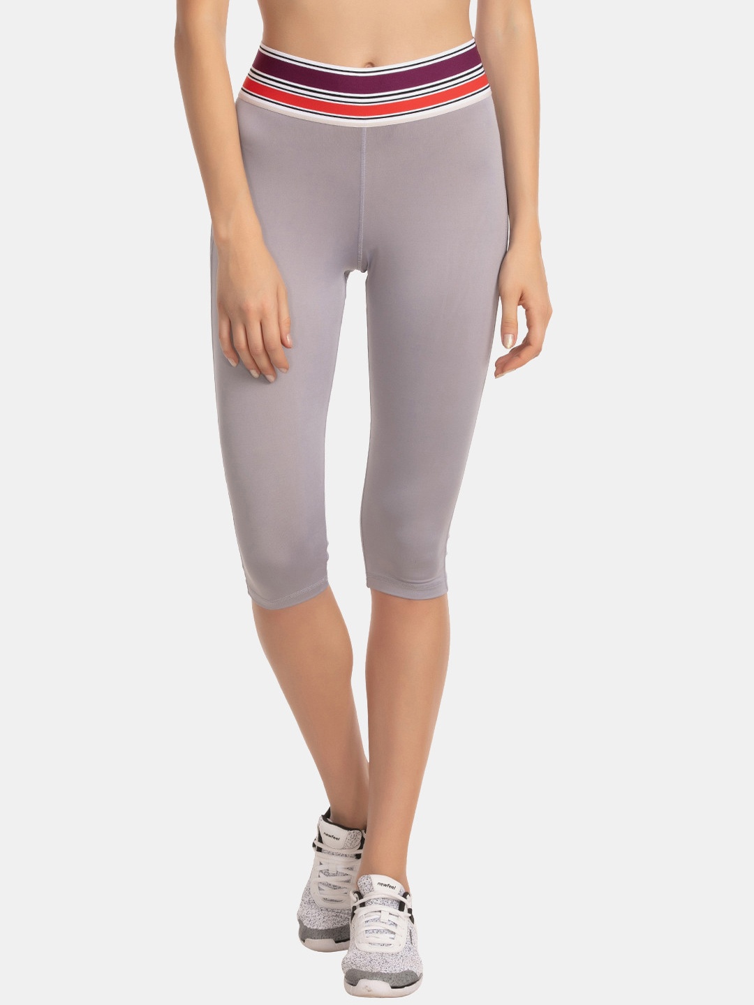 

Zelocity by Zivame Women Grey Solid Slim Fit Capris