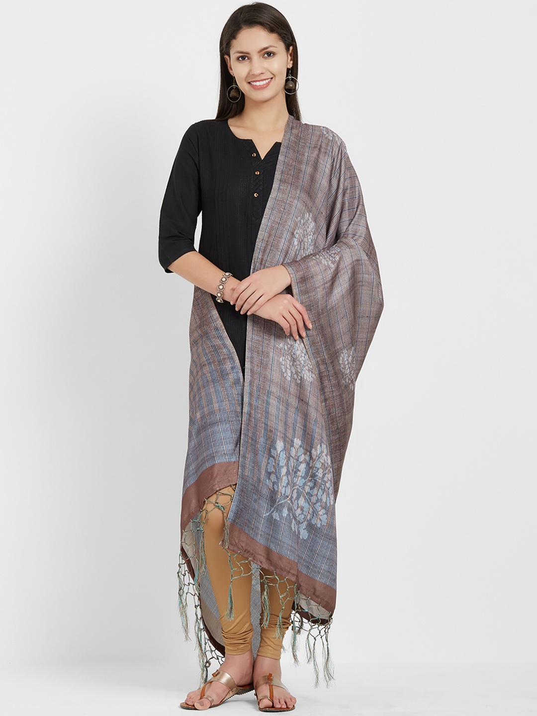 

Saree mall Grey Printed Dupatta