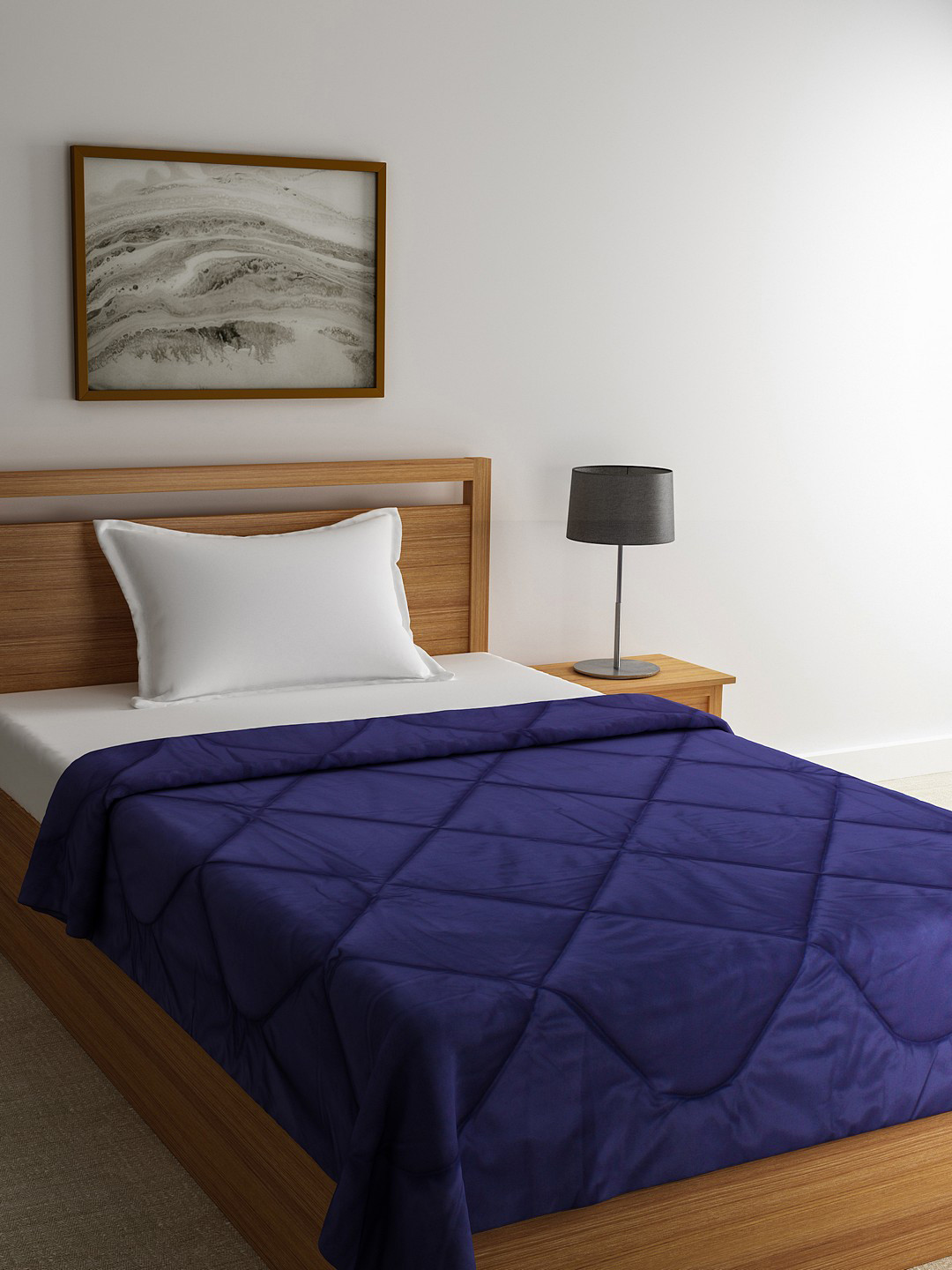 

ROMEE Blue Solid AC Room 233 GSM Single Bed Comforter