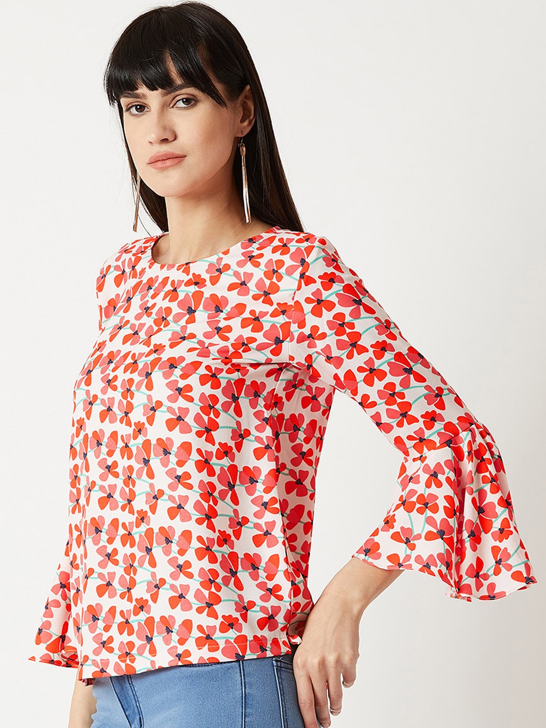 

Miss Chase Women White & Red Printed Top