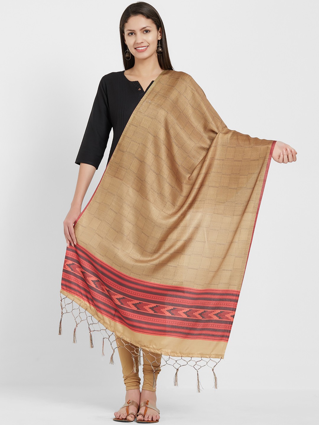 

Saree mall Beige Printed Dupatta