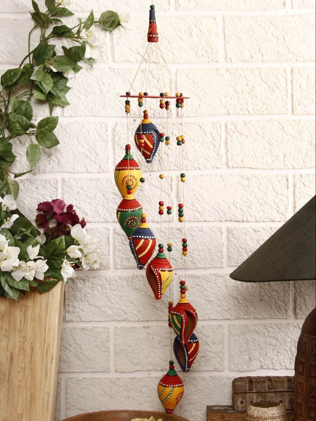 

Unravel India Multicoloured Terracotta Shankh Windchime, Multi