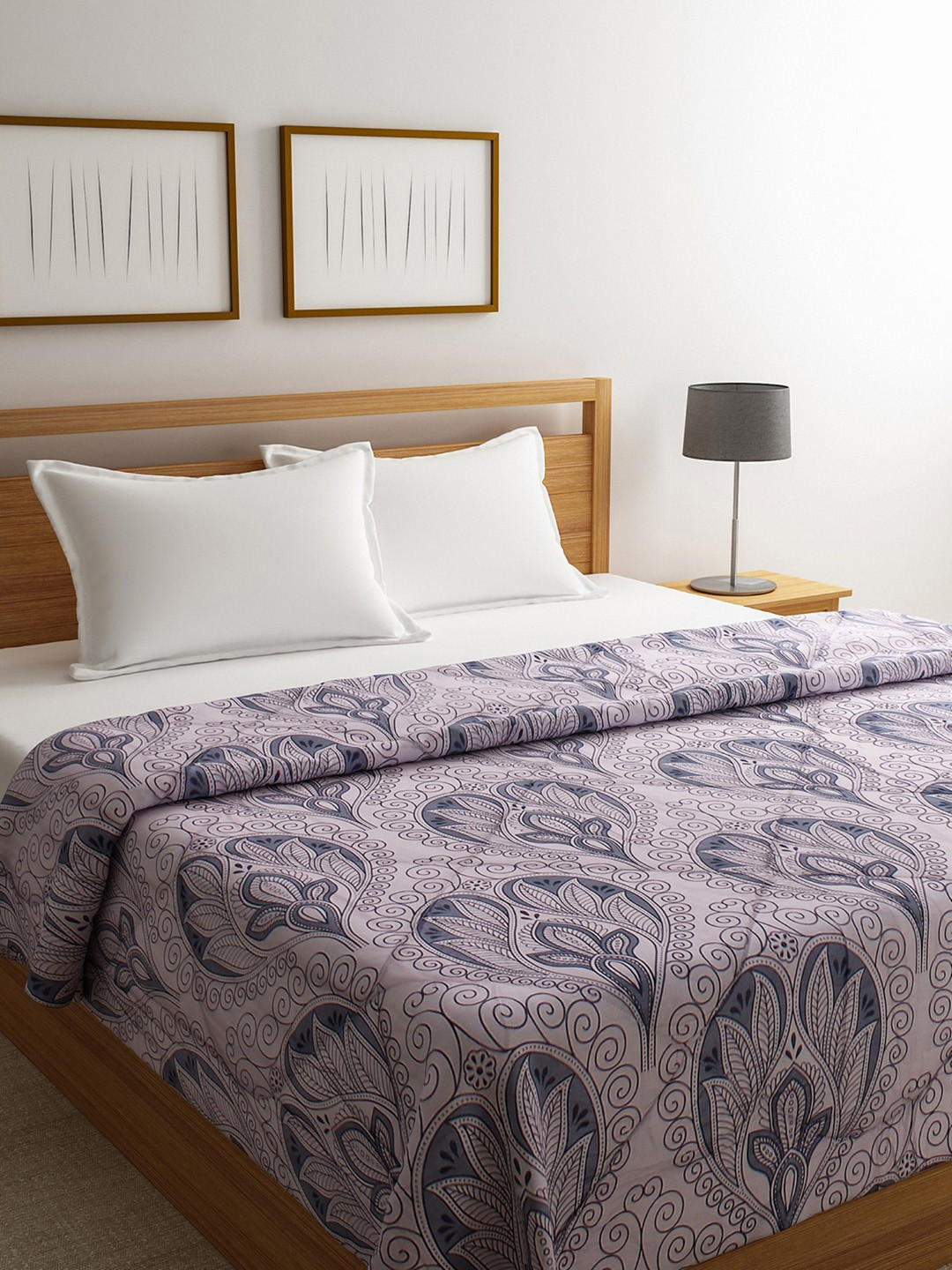 

ROMEE Grey Floral AC Room 210 GSM Double King Bed Comforter