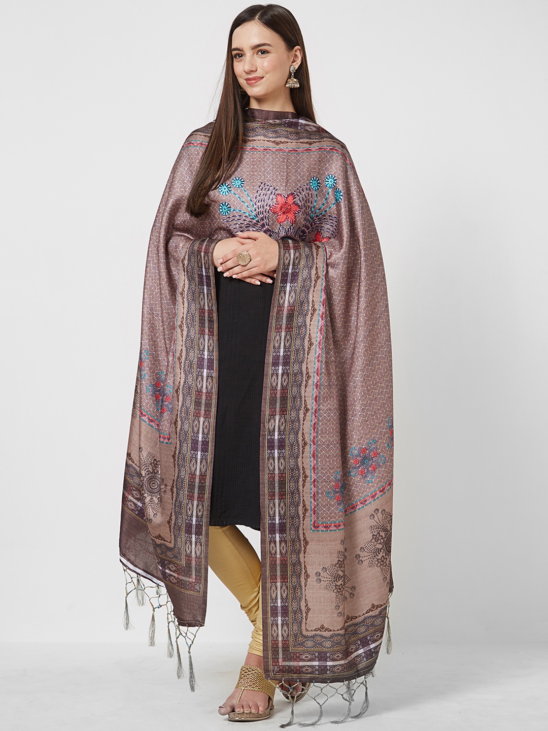 

Saree mall Brown Printed Dupatta
