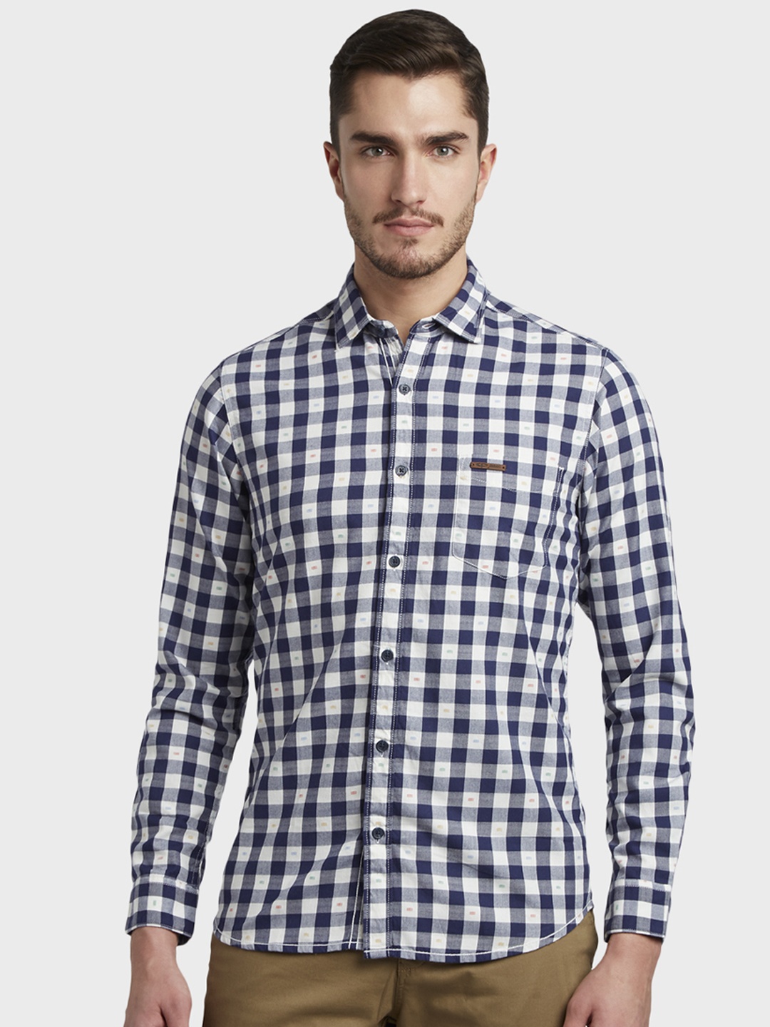 

ColorPlus Men Blue Regular Fit Checked Casual Shirt