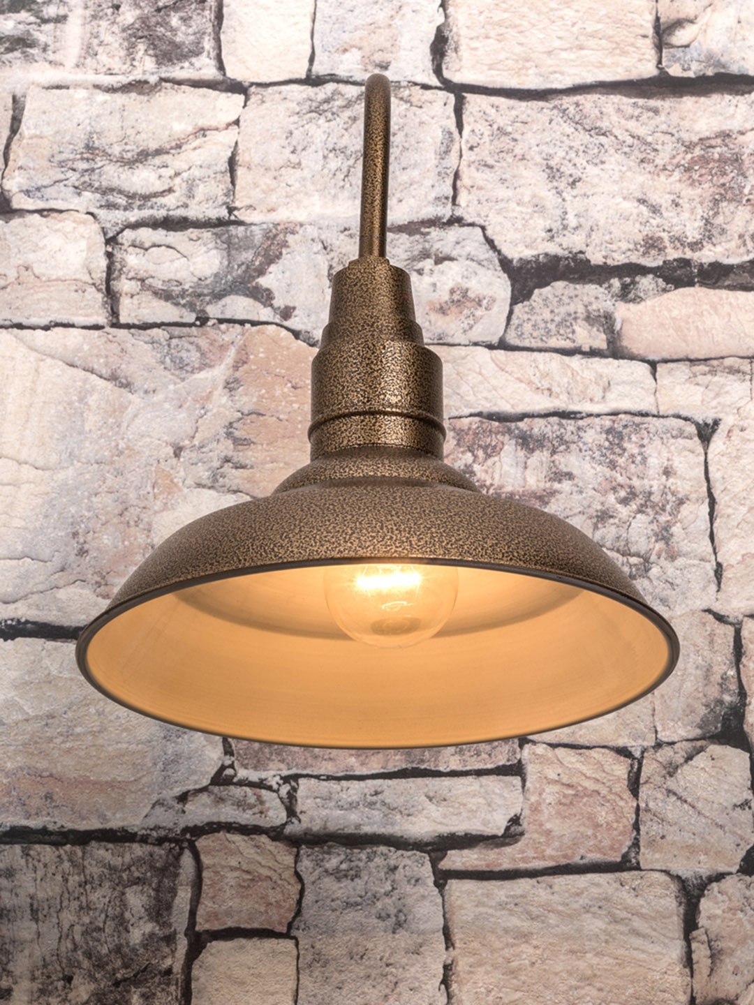 

Fos Lighting Gold-Toned Textured Outdoor Barn Light, Brown