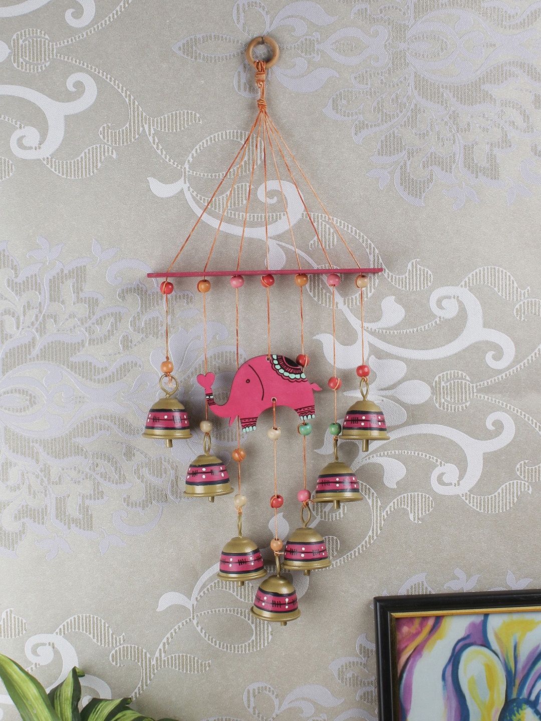 

VarEesha Pink Elephant Wall Decorative Bells Windchime from "Tinkle Bells" Collection