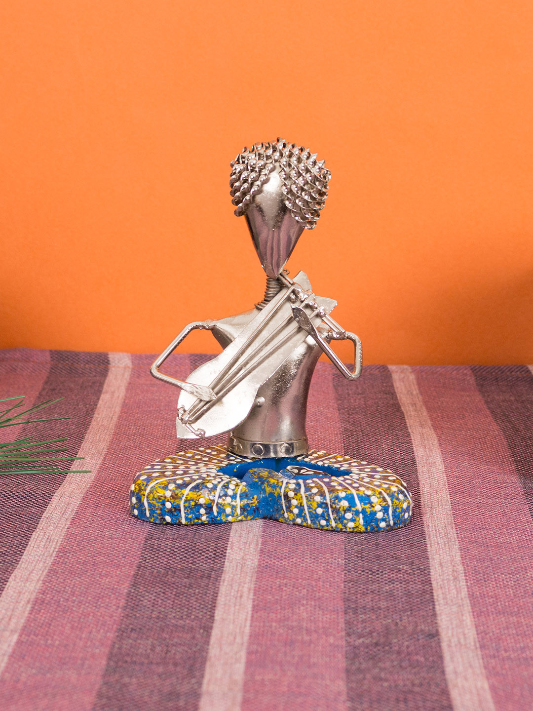 

Golden Peacock Silver-Plated & Blue Handcrafted Musicians Showpiece