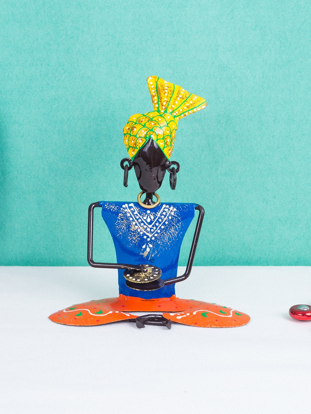 

Golden Peacock Multicoloured Handcrafted Musicians Showpiece, Multi