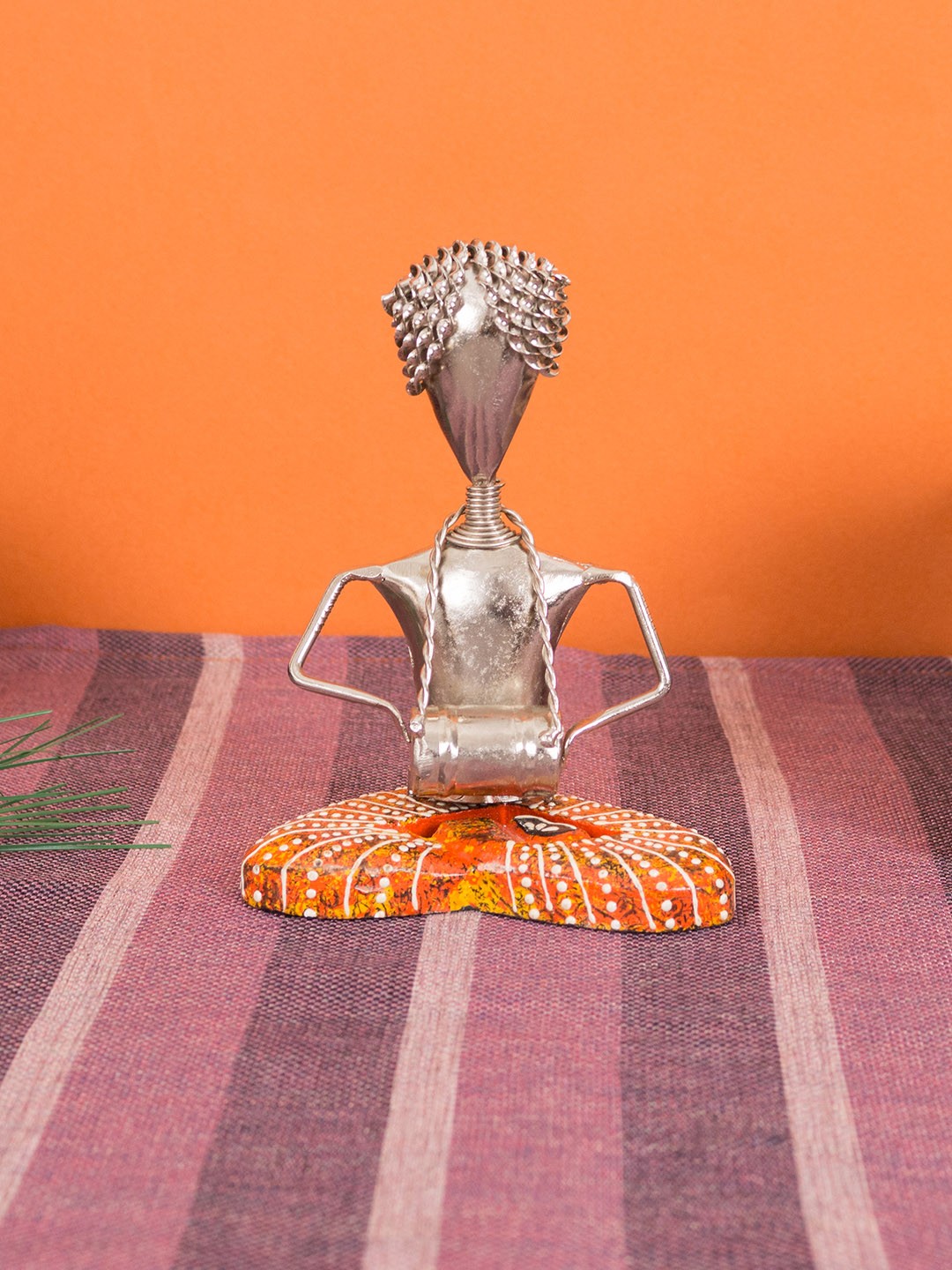 

Golden Peacock Orange & Silver-Toned Handcrafted Musicians Showpiece