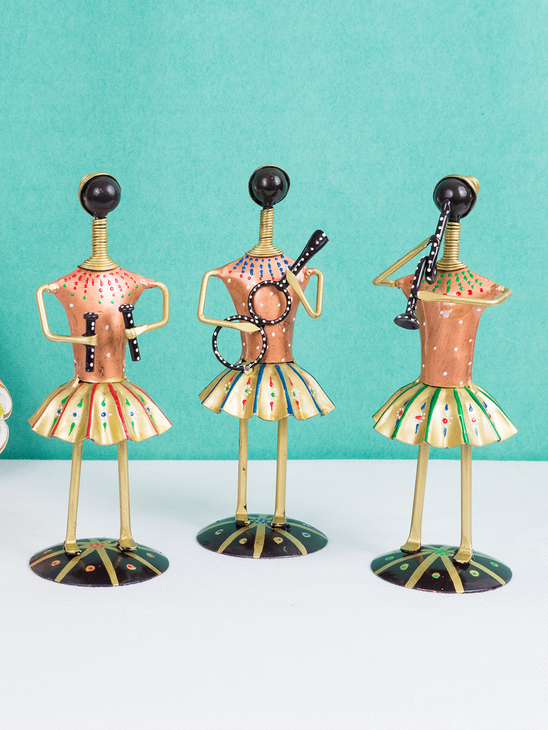 

Golden Peacock Set of 3 Gold-Toned Handcrafted Musicians Showpiece