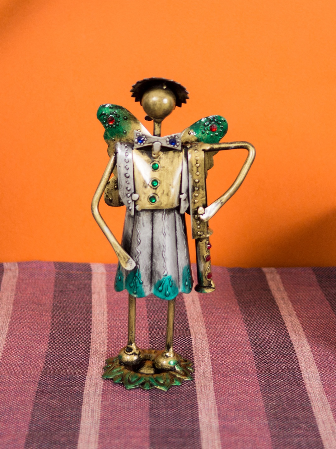 

Golden Peacock Multicoloured Handcrafted School Boy Showpiece, Multi
