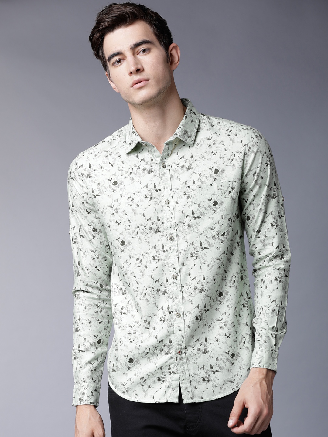 

LOCOMOTIVE Men Green Slim Fit Printed Casual Shirt