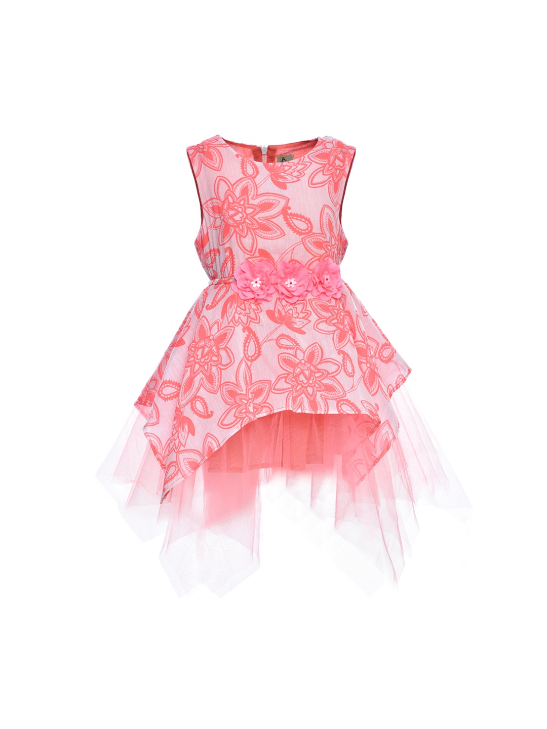 

A Little Fable Girls Pink Neon Hibiscus Dress