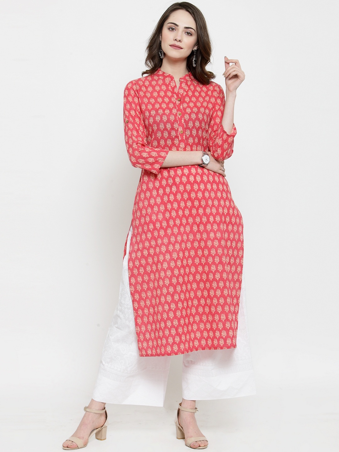 

Varanga Women Pink Printed Kurta with Palazzos