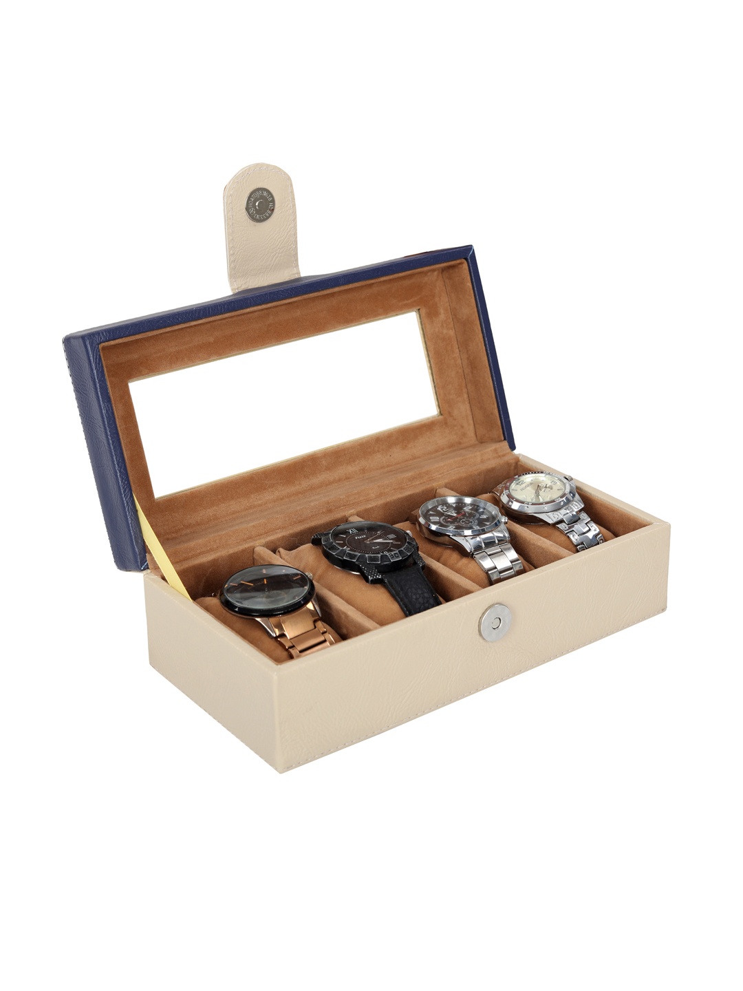 

Leather World Unisex 4 Slots Beige Watch Organiser Box