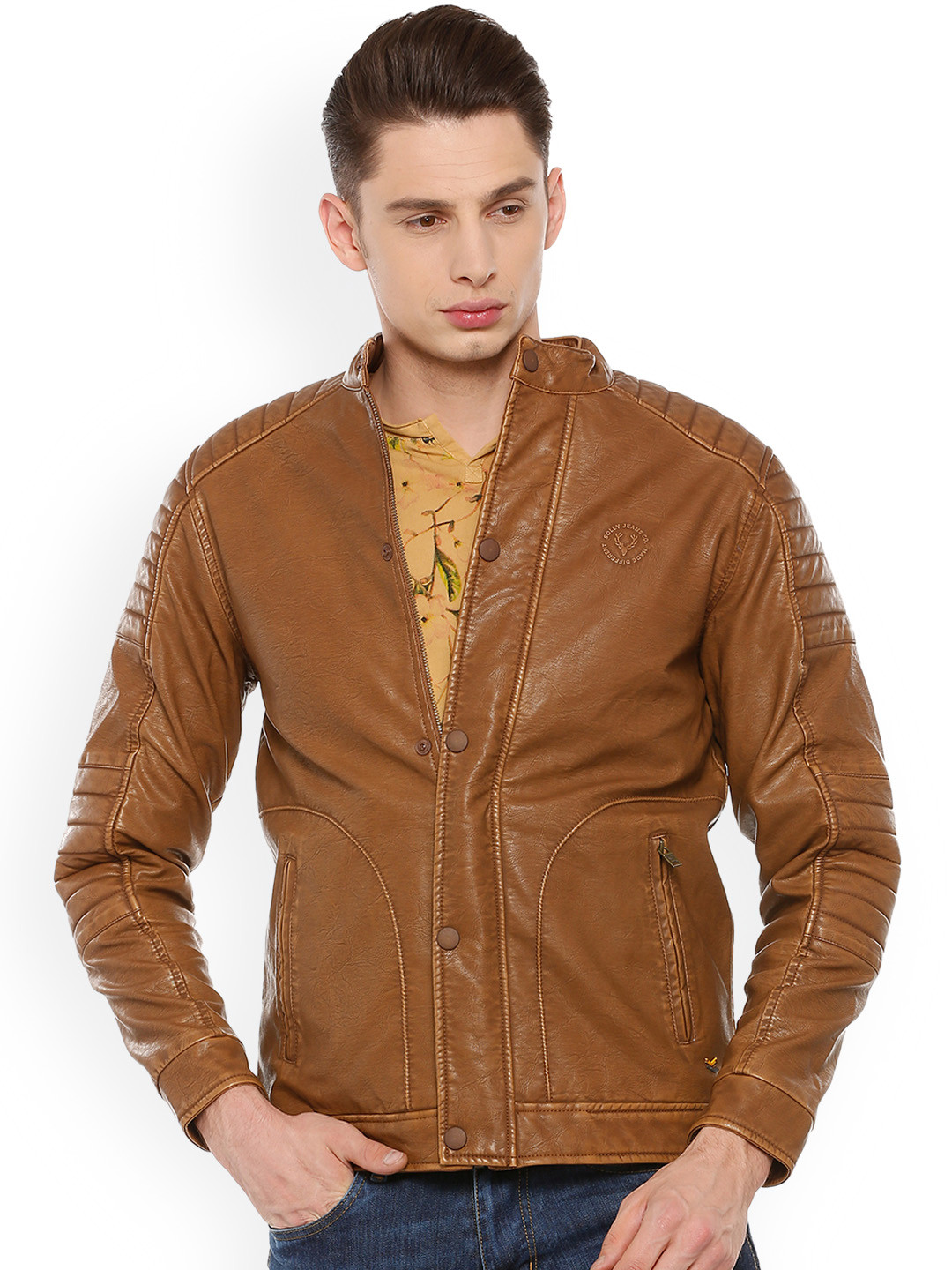 

Allen Solly Sport Men Brown Solid Biker Jacket
