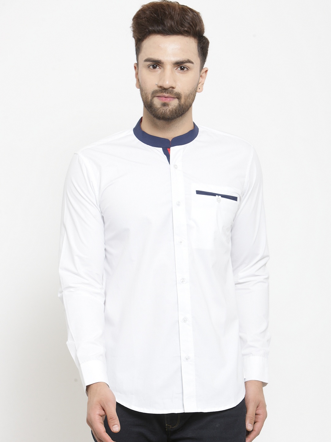 

WESTCLO Men White Slim Fit Solid Casual Shirt