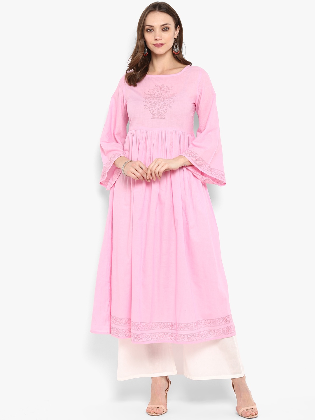 Meeranshi Women Pink Solid A-Line Kurta