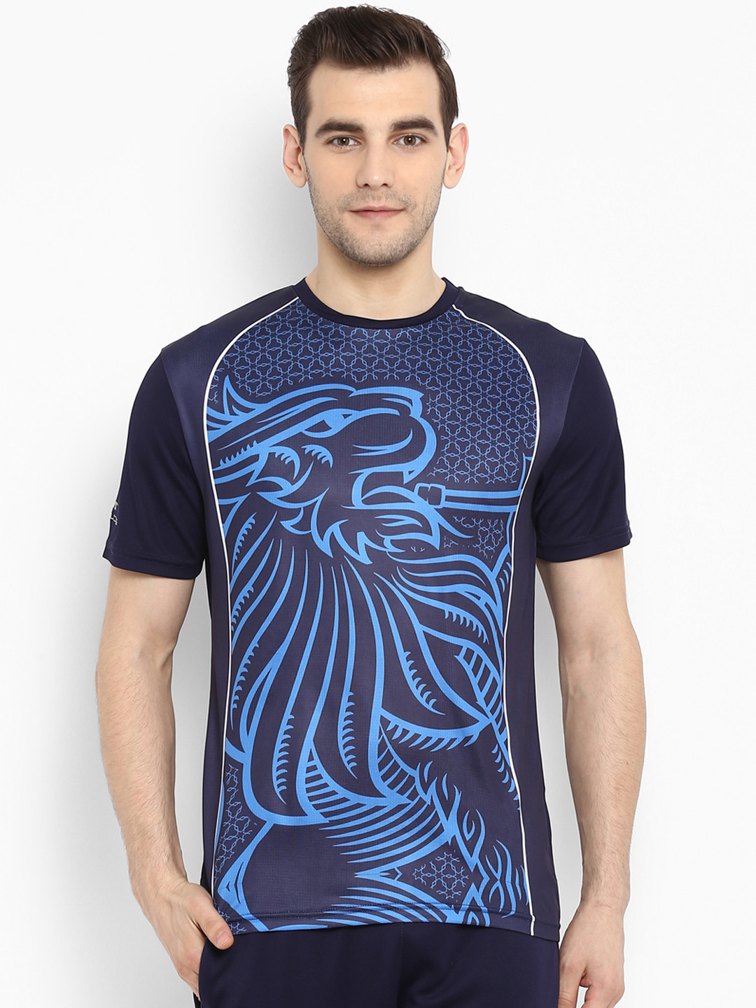 

Alcis Men Blue Printed Round Neck Rajasthan Royals T-shirt