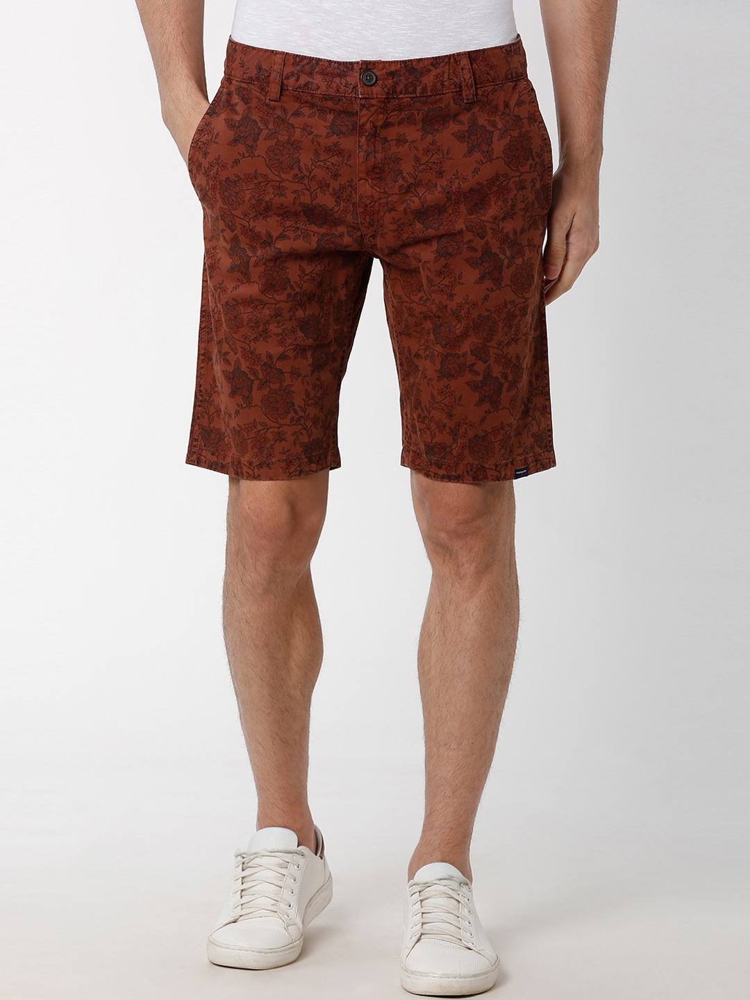 

Peter England Casuals Men Brown Printed Slim Fit Regular Shorts