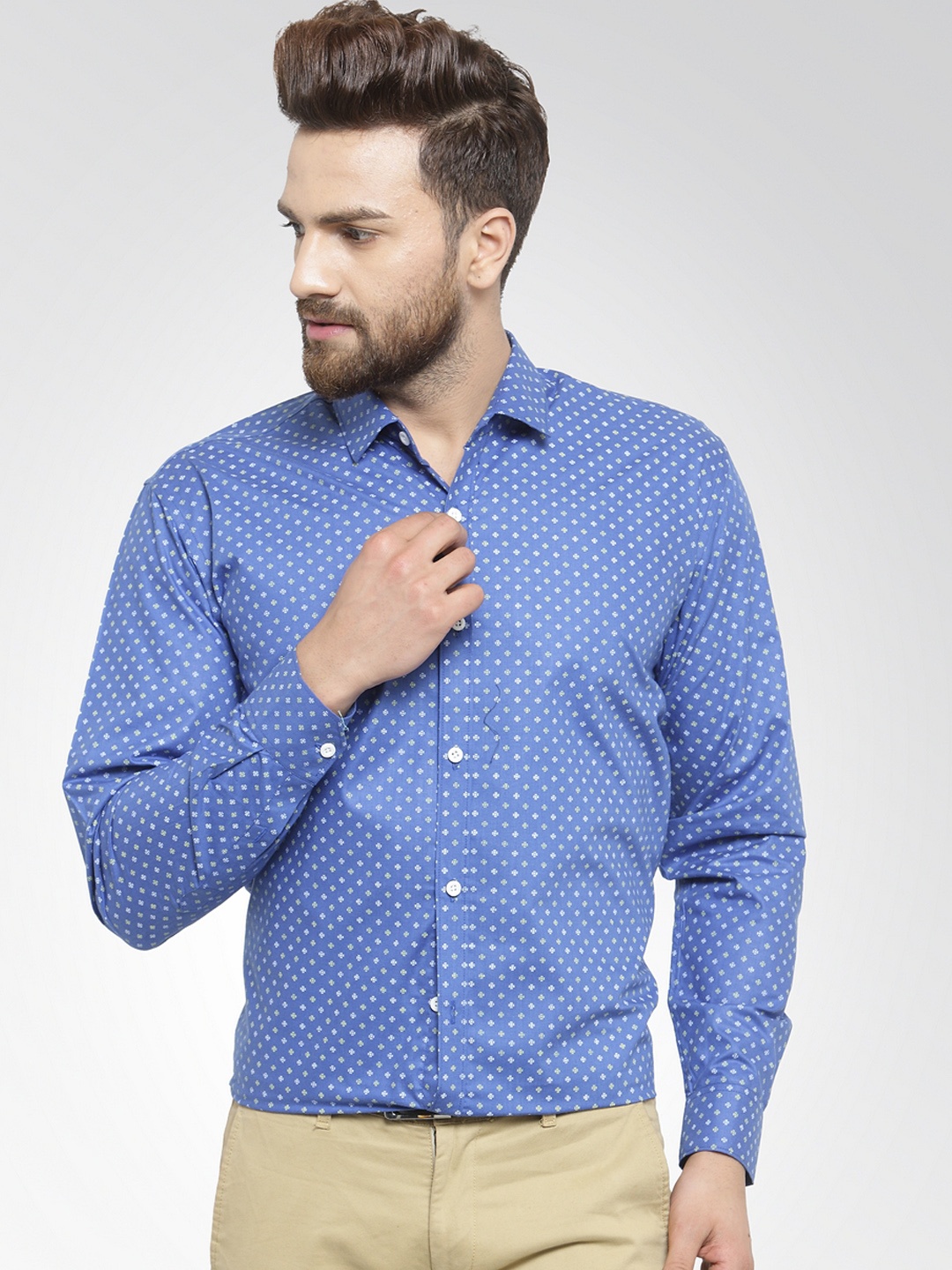 

JAINISH Men Blue Classic Slim Fit Printed Formal Shirt