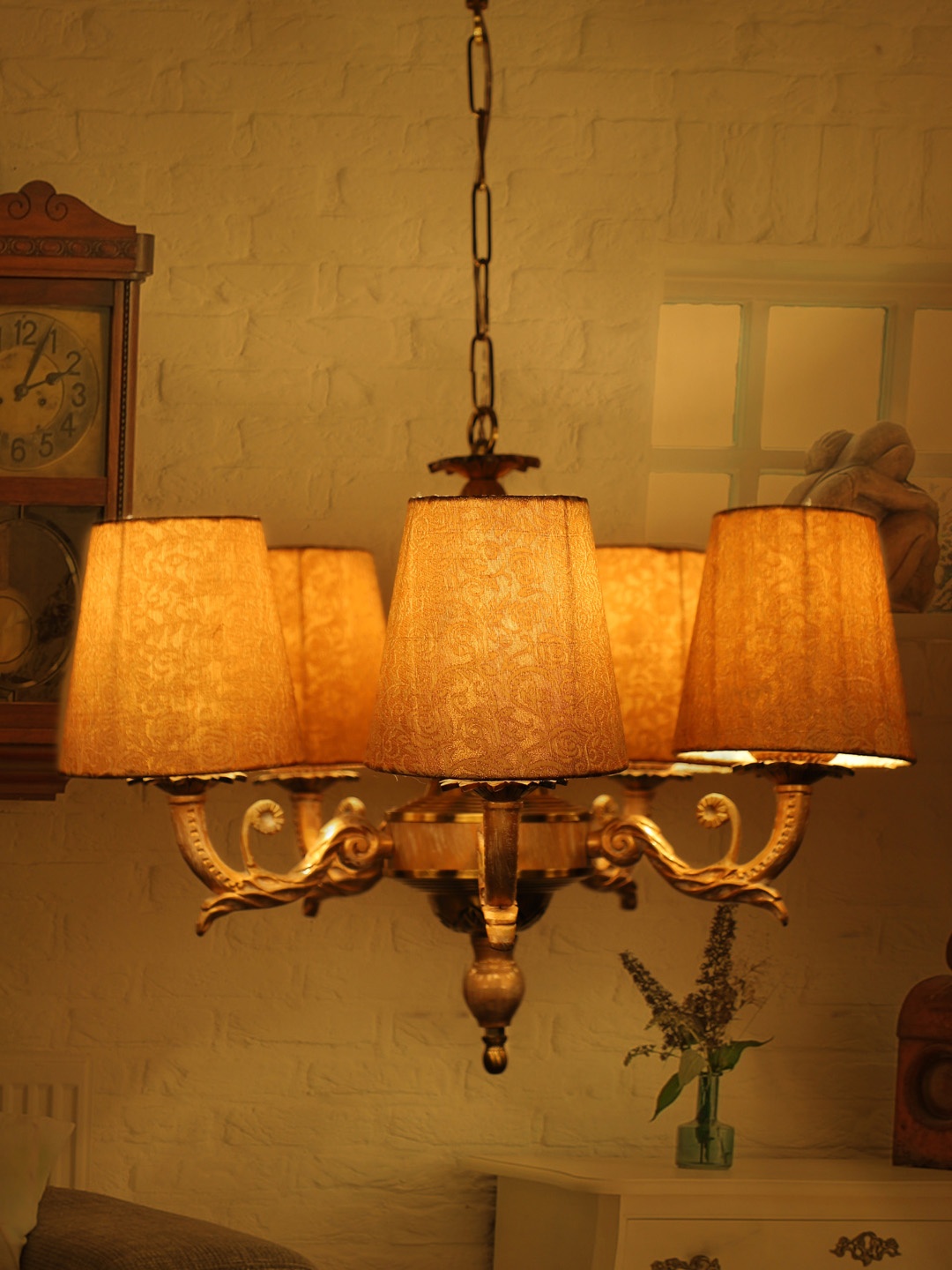 

Fos Lighting Gold-Toned Self Design Chandelier