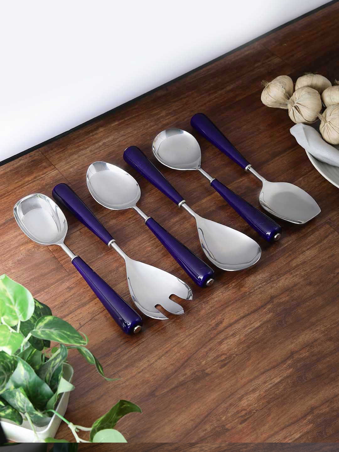 

VarEesha Navy Blue Set Of 6 Solid Stainless Steel Spoon Set