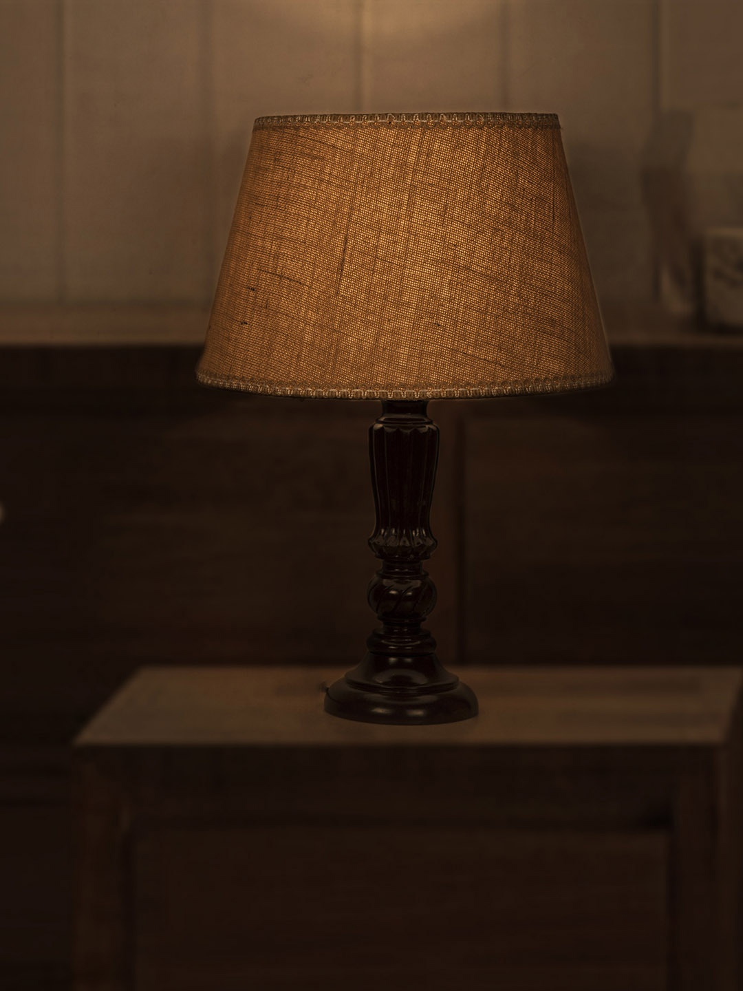 

Fos Lighting Lamp Brown Textured Bedside Standard Table Lamp With Fabric Shade