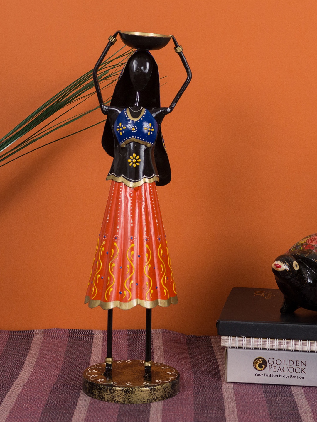 

Golden Peacock Multicoloured Lady Farmer Showpiece, Multi