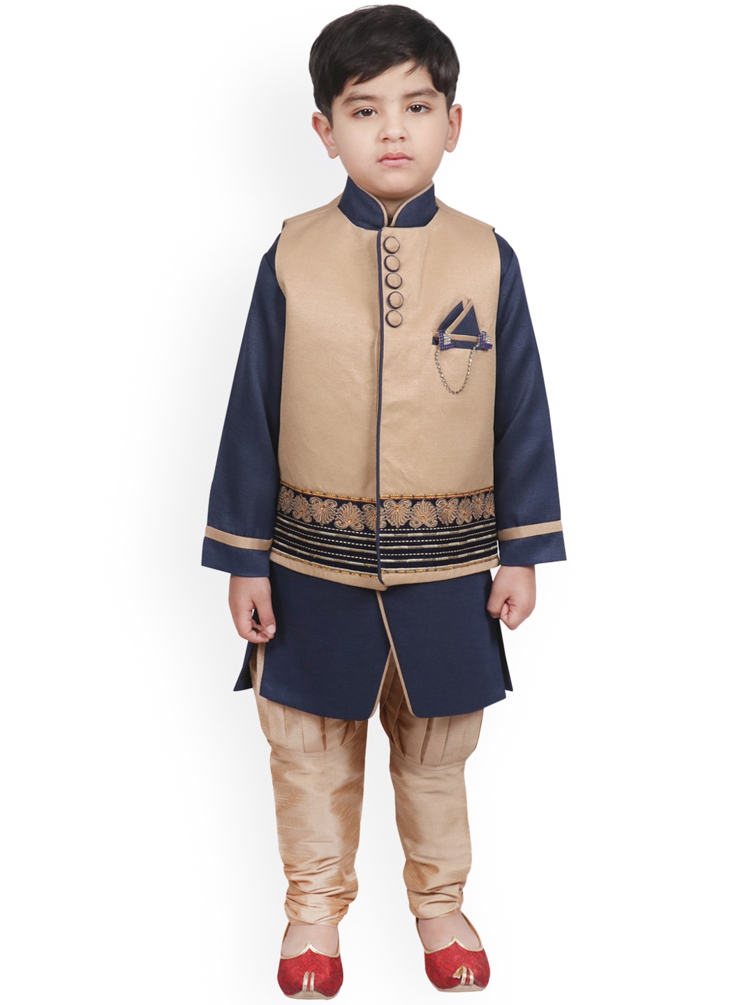 

SG YUVRAJ Boys Blue & Brown Printed Kurta with Pyjamas