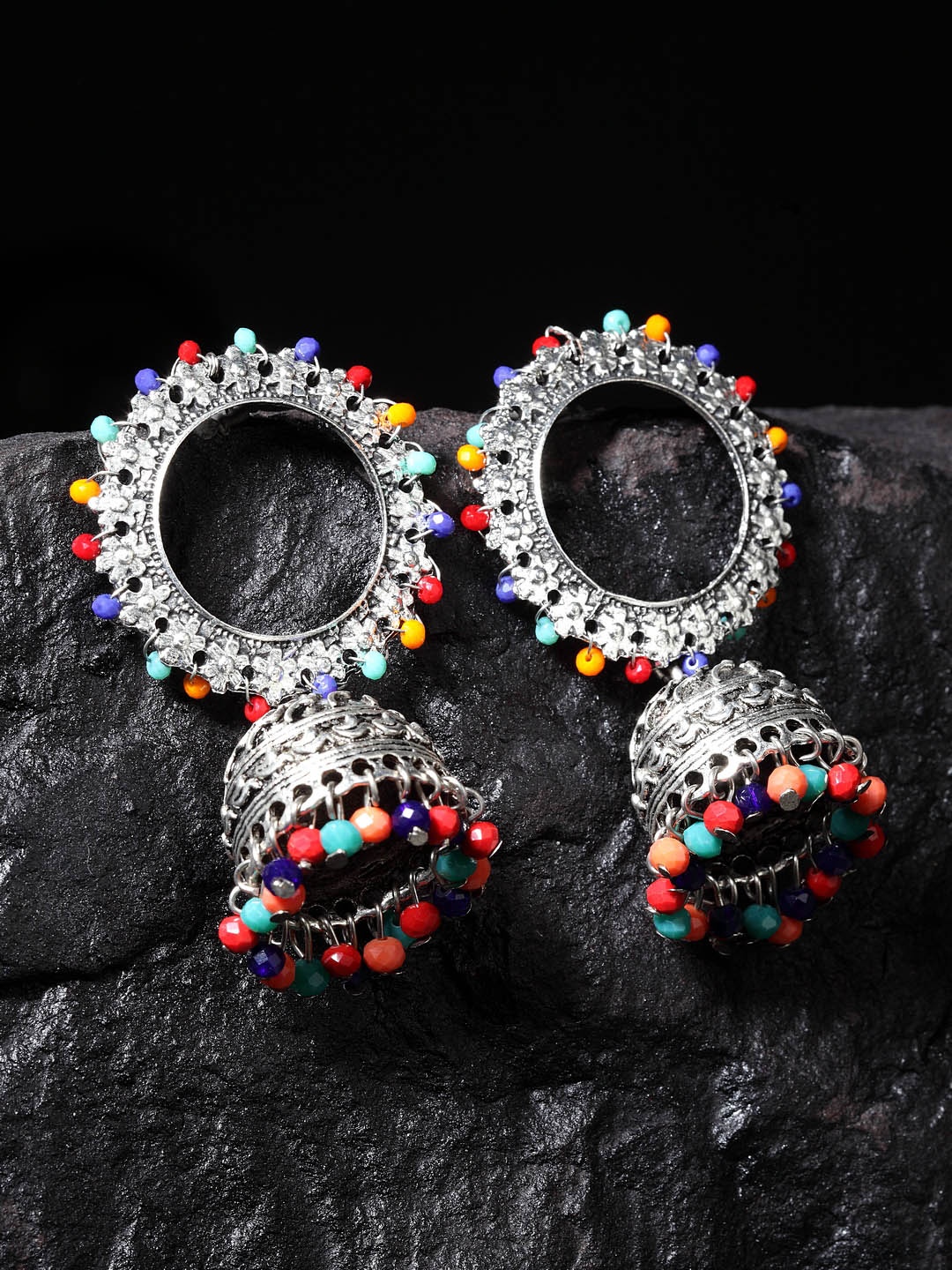 

Moedbuille Multicoloured Dome Shaped Jhumkas, Multi