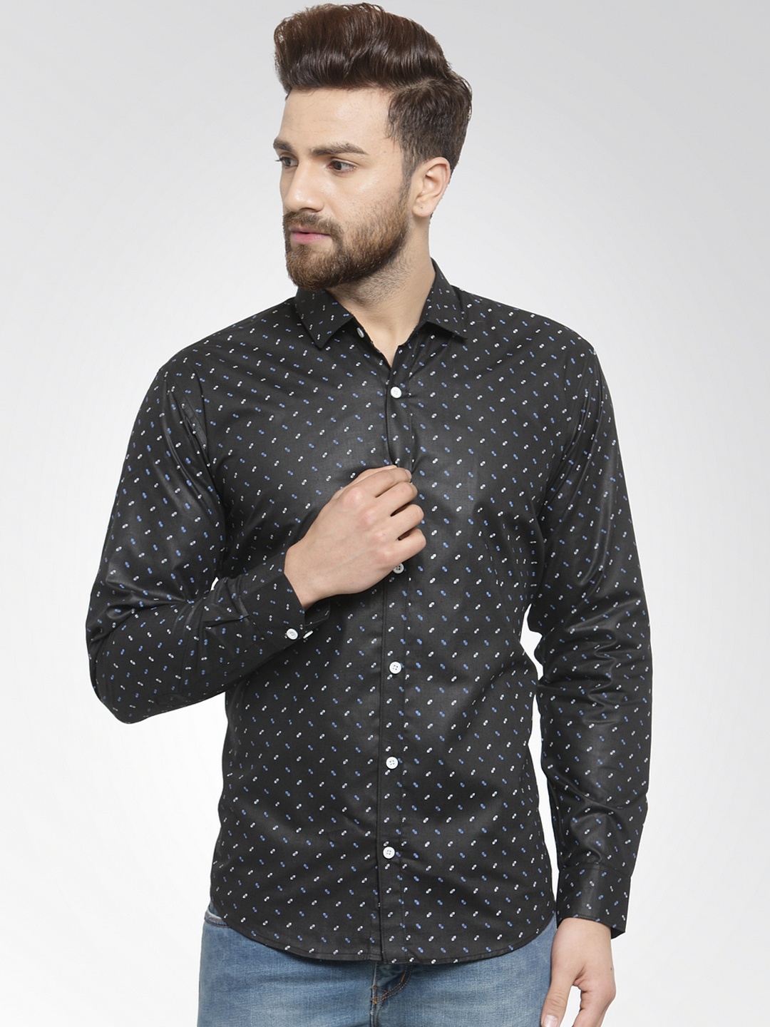 

JAINISH Men Black Classic Slim Fit Printed Casual Shirt