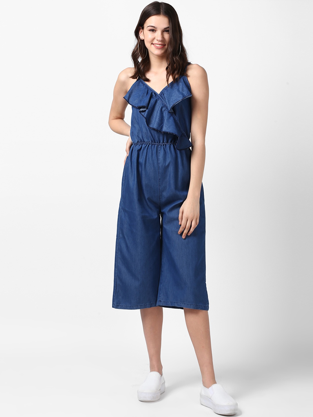 

StyleStone Blue Solid Capri Jumpsuit