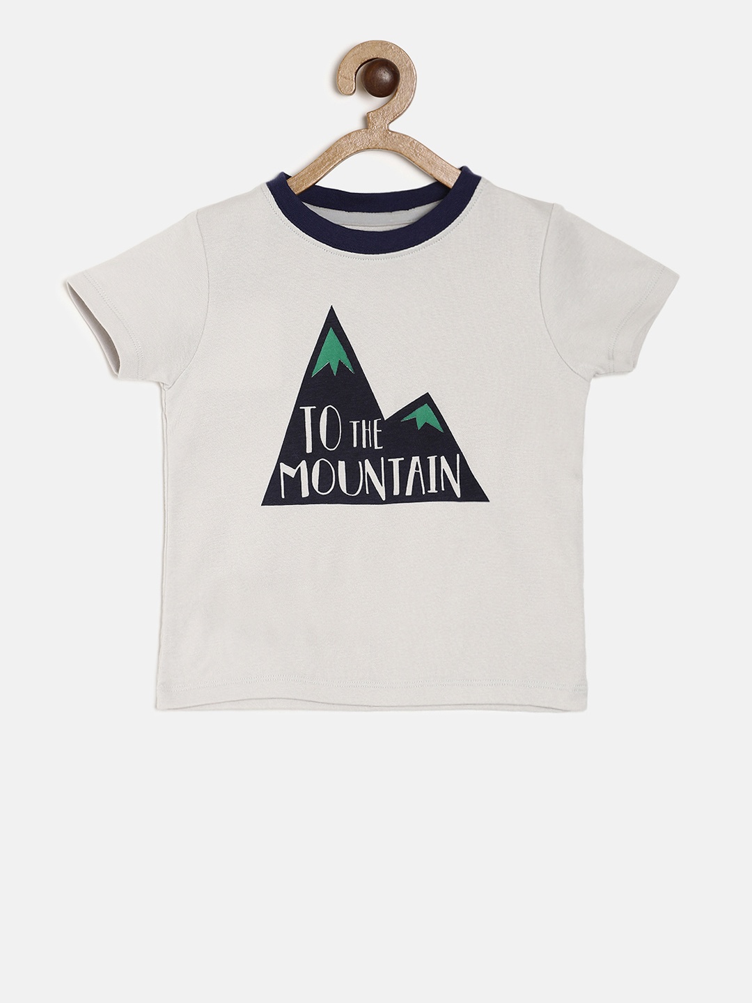 

MINI KLUB Boys White Printed Round Neck Pure Cotton T-shirt