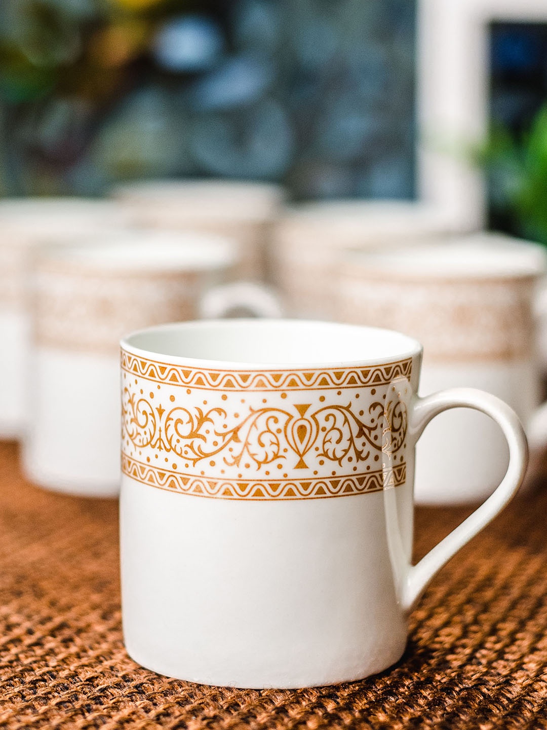 

SONAKI White & Beige 6-Pieces Printed Bone China Cups Set