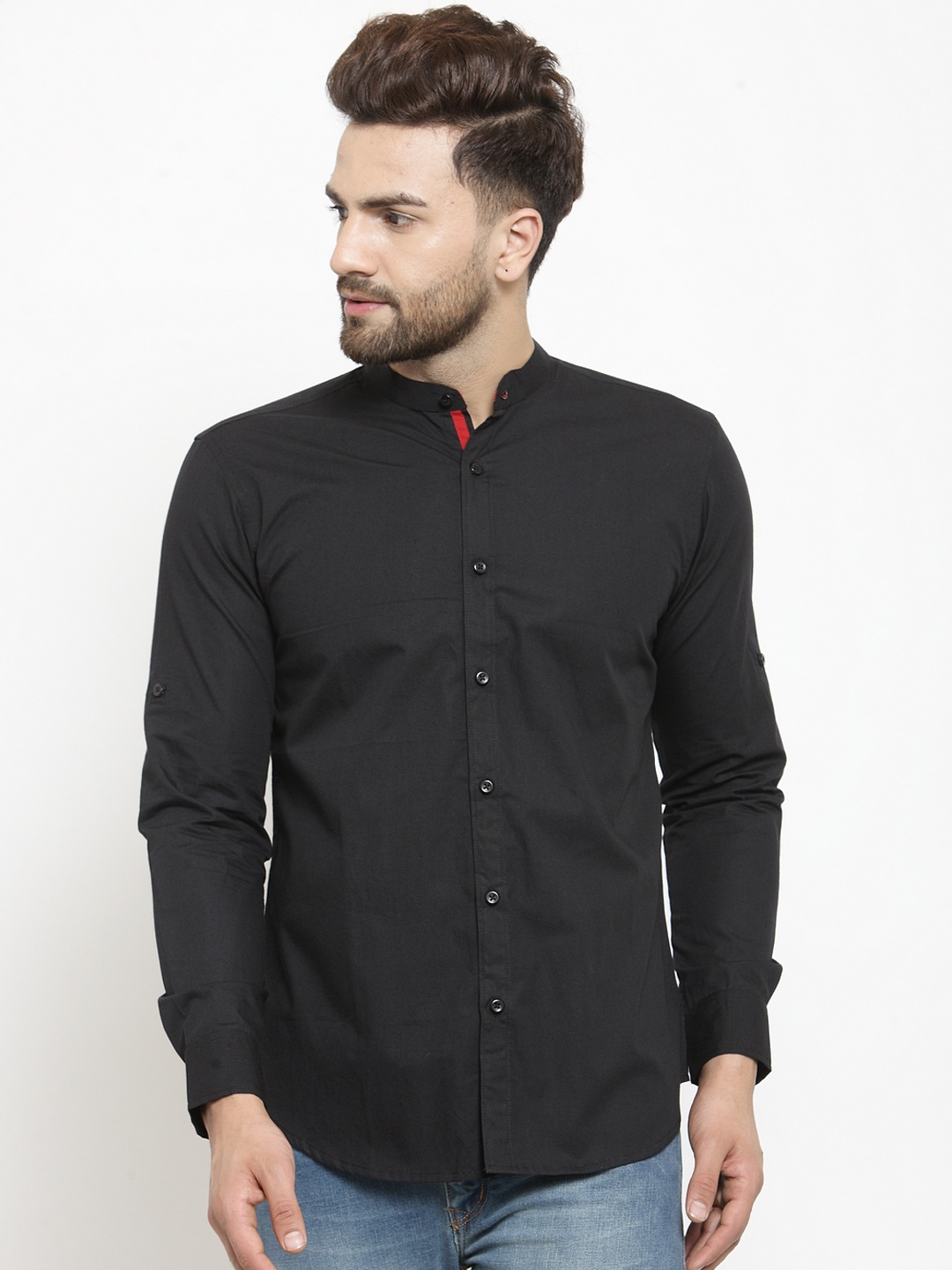 

WESTCLO Men Black Slim Fit Solid Casual Shirt