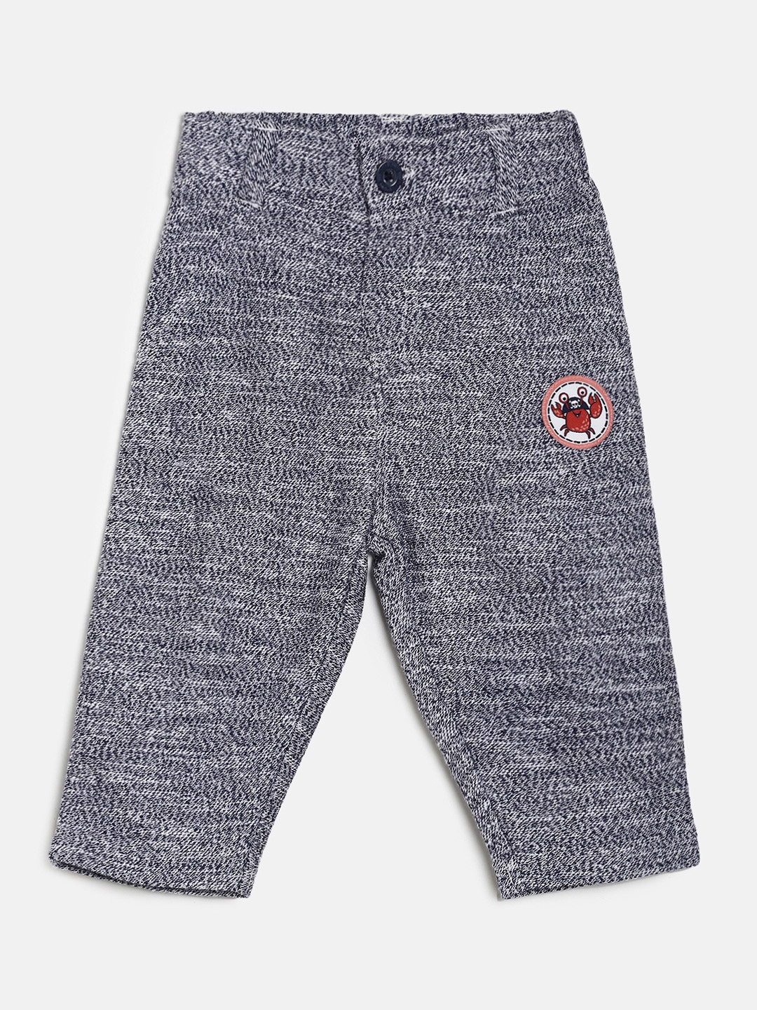 

MINI KLUB Boys Blue Self-Design Straight-Fit Track Pants