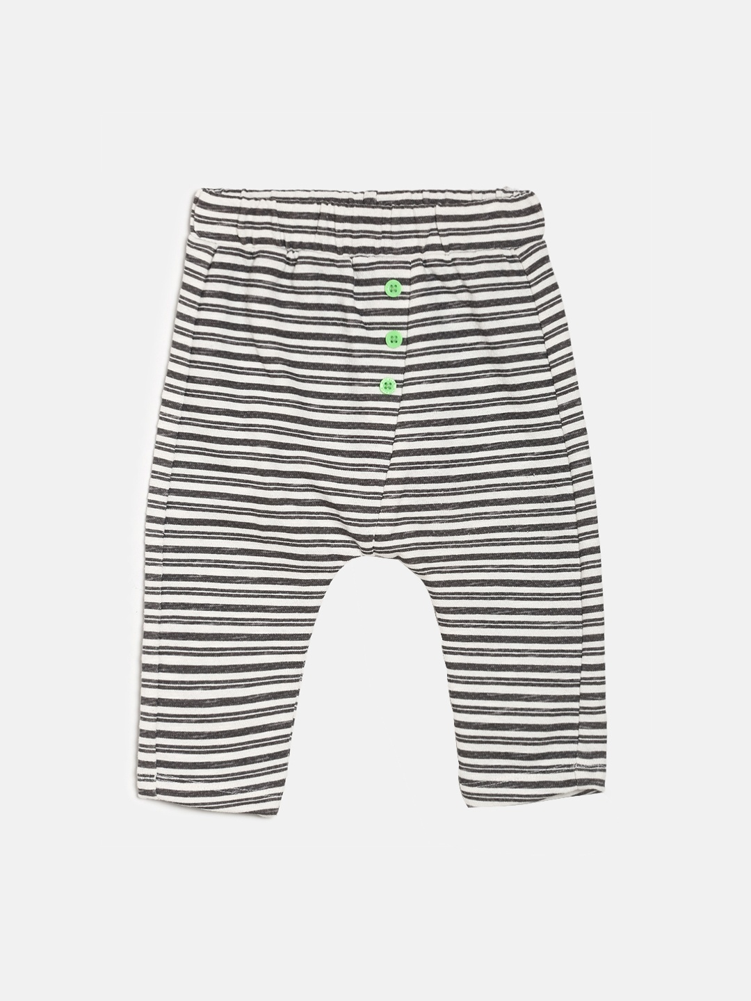 

MINI KLUB Boys Black & White Striped Straight-Fit Trackpant