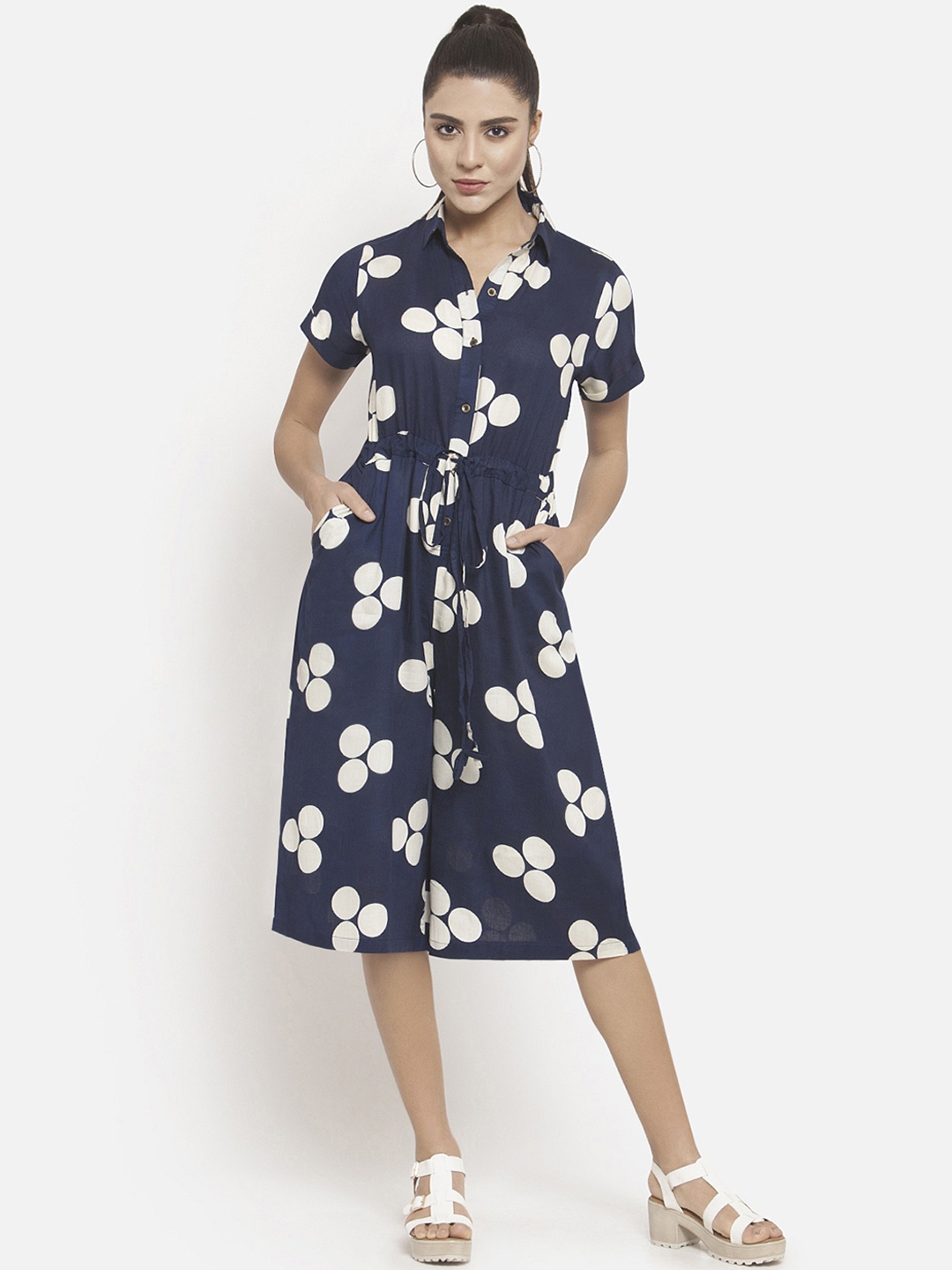

Martini Navy Blue Printed Culotte Jumpsuit