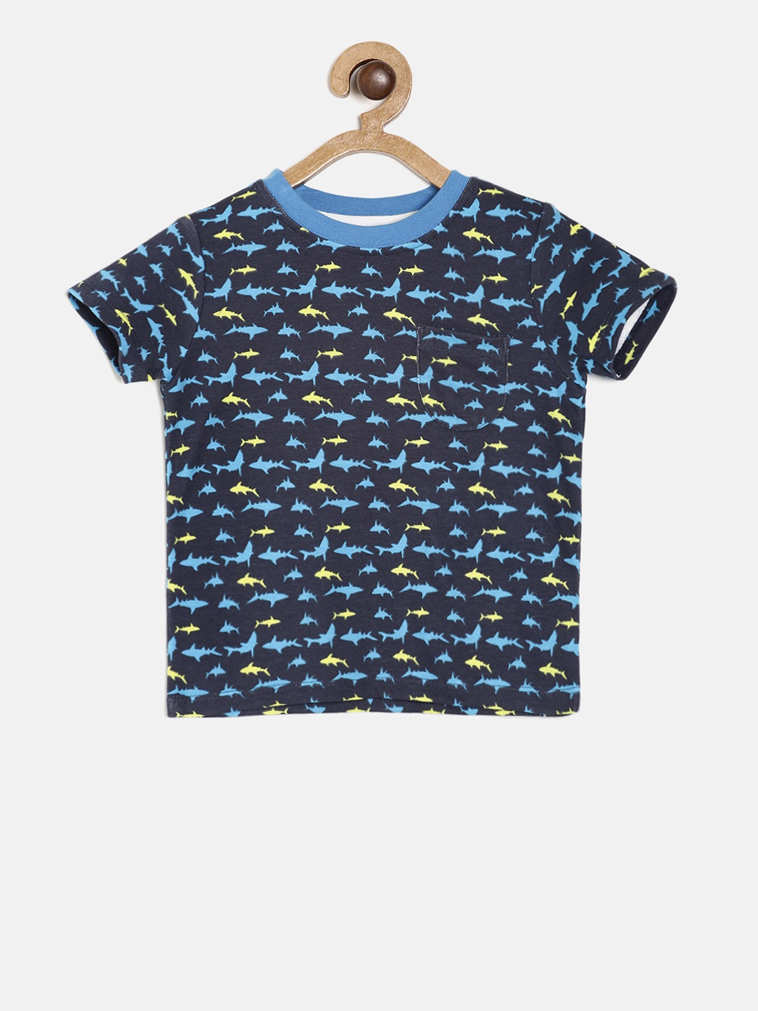 

MINI KLUB Boys Blue Printed Round Neck Pure Cotton T-shirt