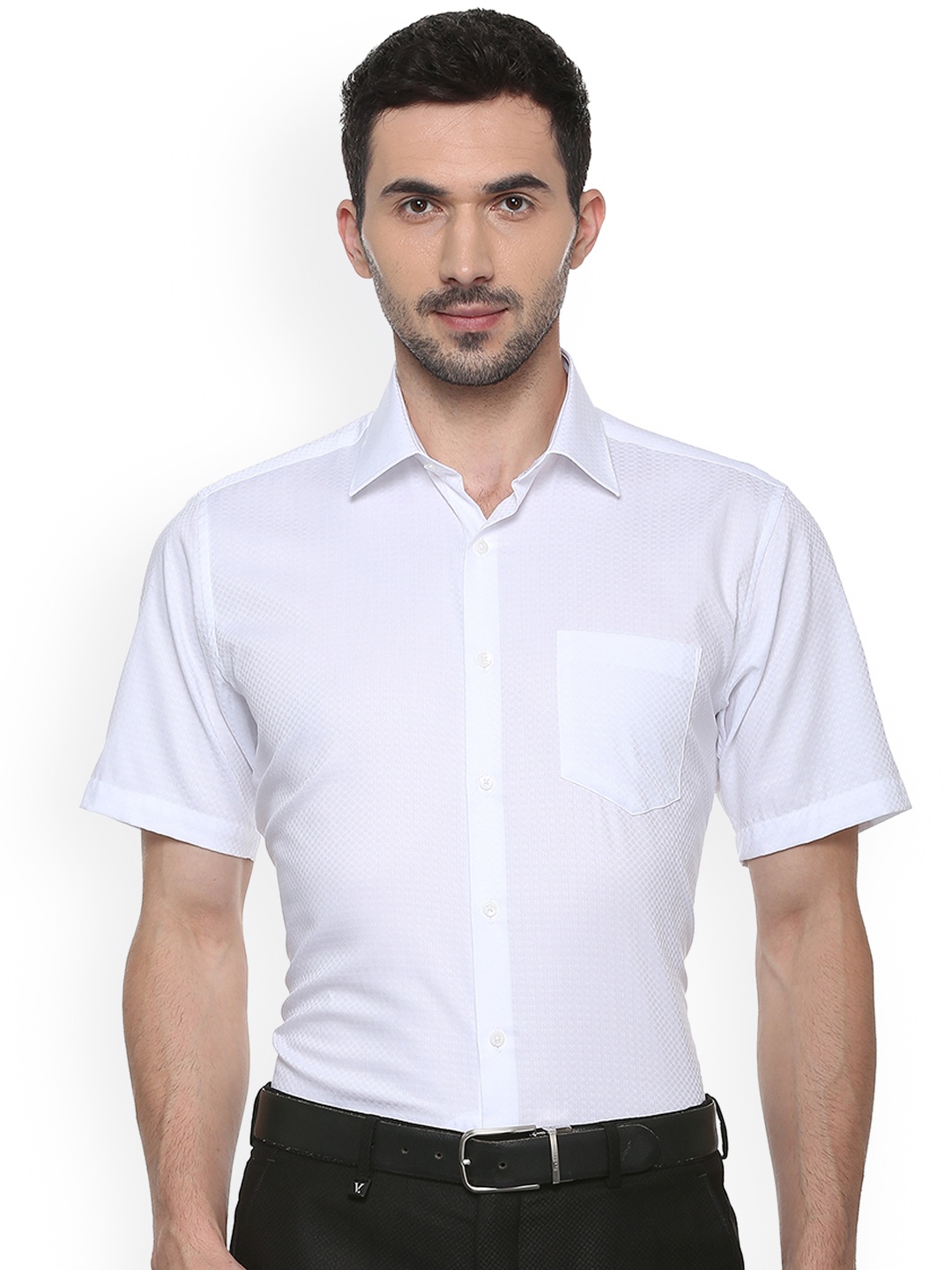 

Van Heusen Men White Regular Fit Self Design Formal Shirt
