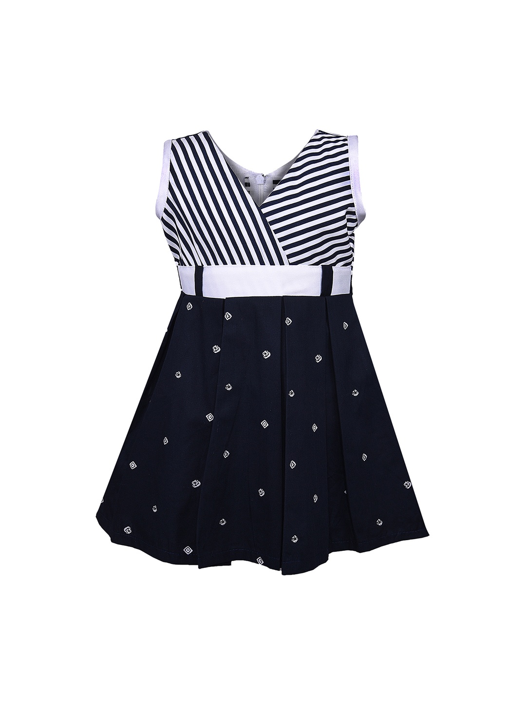

Wish Karo Girls Navy Blue Printed Empire Dress