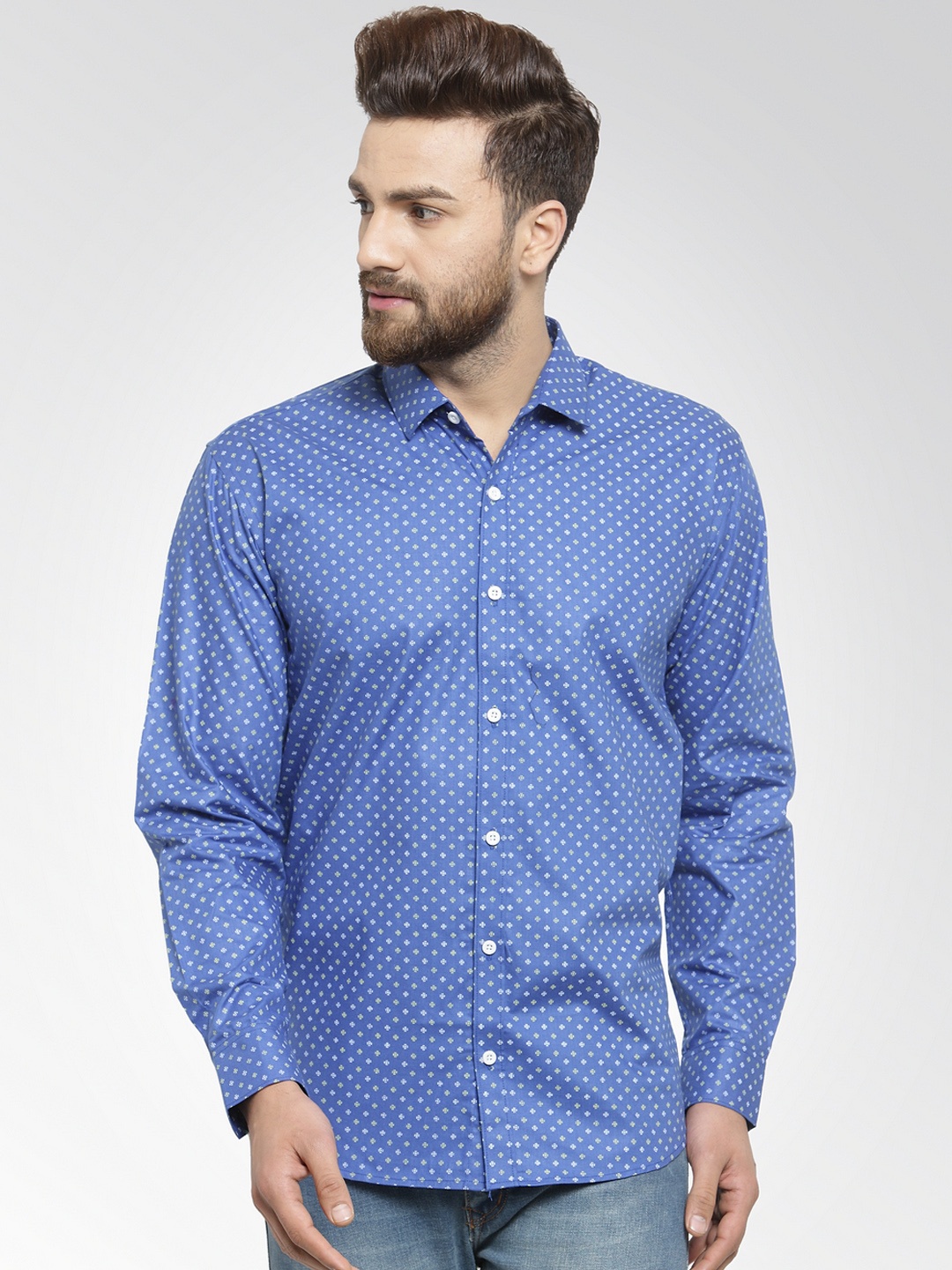 

JAINISH Men Blue Classic Slim Fit Printed Casual Shirt