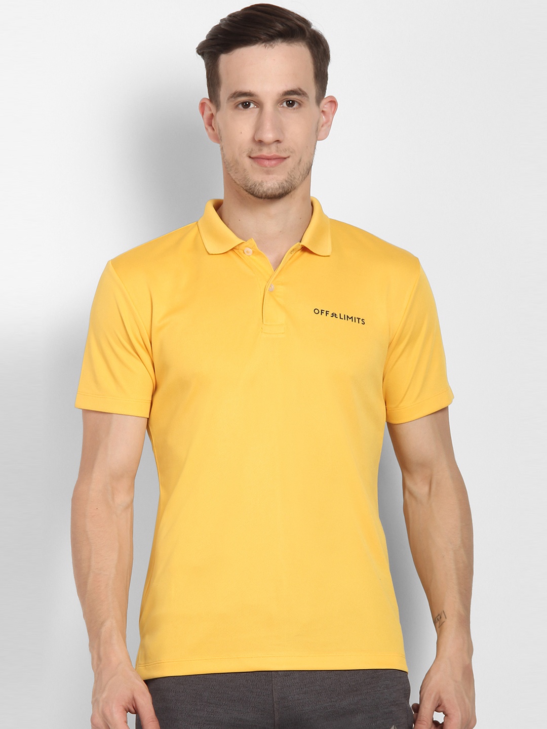 

OFF LIMITS Men Yellow Solid Polo Collar T-shirt