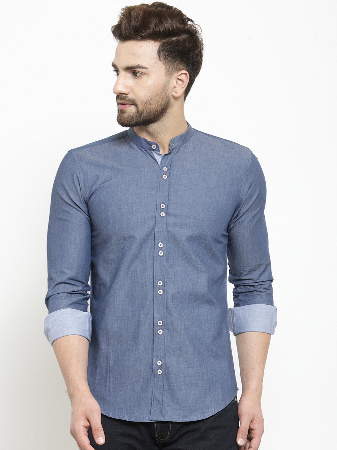 

WESTCLO Men Blue Slim Fit Solid Casual Shirt