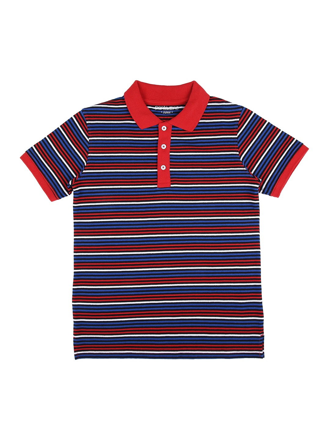 

Pantaloons Junior Boys Blue Striped Polo Collar T-shirt
